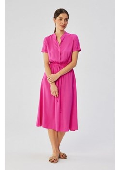 Stylove S366 sukienka ze stójką i wiązaniem w pasie liliowa ze sklepu intimiti.pl w kategorii Sukienki - zdjęcie 187874196