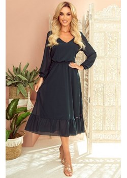 Numoco 304-2 szyfonowa sukienka midi z dekoltem i falbanką ze sklepu intimiti.pl w kategorii Sukienki - zdjęcie 187874205