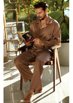 Dkaren Lukas satynowa piżama męska brązowa ze sklepu intimiti.pl w kategorii Piżamy męskie - zdjęcie 187874417
