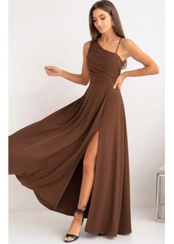 Duet Monako asymetryczna długa sukienka z wiązaniem czekolada ze sklepu intimiti.pl w kategorii Sukienki - zdjęcie 187874487