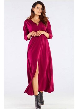 Awama bordowa maxi sukienka z rozcięciem A454 ze sklepu intimiti.pl w kategorii Sukienki - zdjęcie 187874497