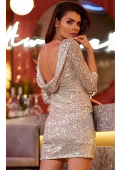 Ołówkowa sukienka z cekinami beżowa A346 ze sklepu intimiti.pl w kategorii Sukienki - zdjęcie 187874857