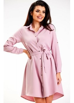 Awama A568 koszulowa mini sukienka pudrowy róż ze sklepu intimiti.pl w kategorii Sukienki - zdjęcie 187874926