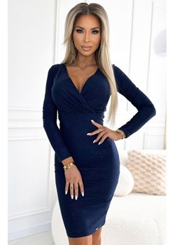 Numoco 387-8 dopasowana sukienka z kopertowym dekoltem i długim rękawkiem ze sklepu intimiti.pl w kategorii Sukienki - zdjęcie 187875329