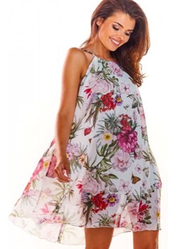 Luźna sukienka w kwiaty biała A289 ze sklepu intimiti.pl w kategorii Sukienki - zdjęcie 187875375