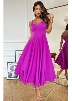 Efektowna rozkloszowana sukienka midi fioletowa 244-71 ze sklepu intimiti.pl w kategorii Sukienki - zdjęcie 187875396