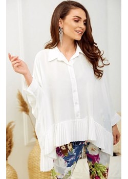 Oversizowa koszula z plisowaniem biała ze sklepu intimiti.pl w kategorii Koszule damskie - zdjęcie 187875556