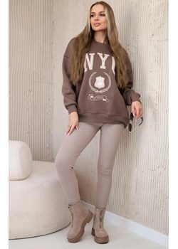 Komplet bawełniany bluza ocieplana i legginsy brązowy ze sklepu intimiti.pl w kategorii Dresy damskie - zdjęcie 187876335