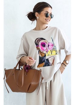 Oversizowy t-shirt damski różowe okulary ze sklepu intimiti.pl w kategorii Bluzki damskie - zdjęcie 187876355