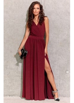 Wieczorowa sukienka z brokatem bordowa 224 ze sklepu intimiti.pl w kategorii Sukienki - zdjęcie 187876455