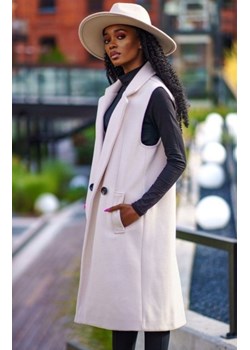 Długa kamizelka damska jasno beżowa ze sklepu intimiti.pl w kategorii Kamizelki damskie - zdjęcie 187876515