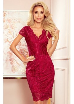 Numoco 316-5 koronkowa sukienka z krótkim rękawkiem i dekoltem ze sklepu intimiti.pl w kategorii Sukienki - zdjęcie 187876777
