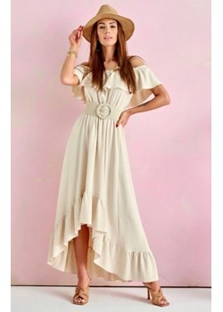Asymetryczna sukienka hiszpanka beżowa 0334 ze sklepu intimiti.pl w kategorii Sukienki - zdjęcie 187876786