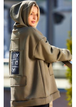 Oversizowa bluza z kapturem M332 khaki ze sklepu intimiti.pl w kategorii Bluzy damskie - zdjęcie 187877059