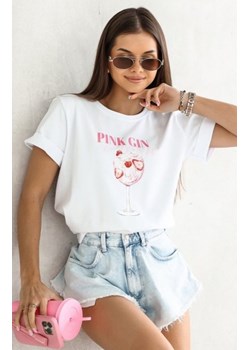 T-Shirt z krótkim rękawem Pink Gin biały ze sklepu intimiti.pl w kategorii Bluzki damskie - zdjęcie 187877229
