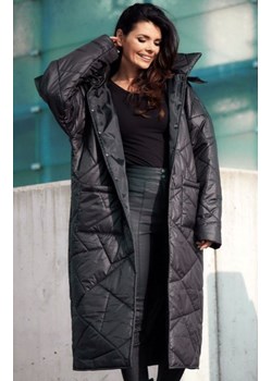 Oversizowy pikowany płaszcz czarny A541 ze sklepu intimiti.pl w kategorii Płaszcze damskie - zdjęcie 187877265