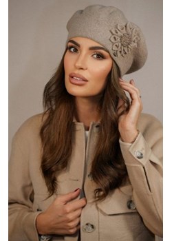 Wełniany beret damski Peonia ciemny beż ze sklepu intimiti.pl w kategorii Berety damskie - zdjęcie 187877289