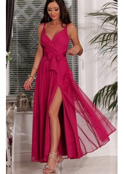 Brokatowa maxi sukienka amarantowa Jasmin ze sklepu intimiti.pl w kategorii Sukienki - zdjęcie 187877418