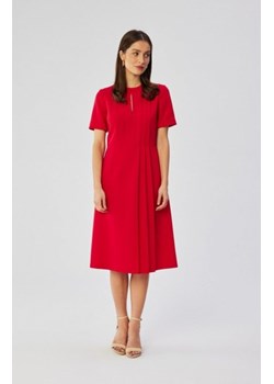 Stylove S361 sukienka z ozdobnymi zakładkami na boku czerwona ze sklepu intimiti.pl w kategorii Sukienki - zdjęcie 187877516
