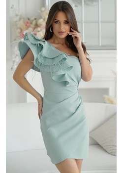 Bicotone mini sukienka na jedno ramię z piórkami szałwia ze sklepu intimiti.pl w kategorii Sukienki - zdjęcie 187877689