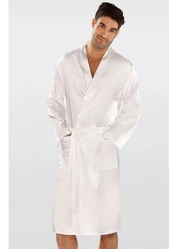 Dkaren Christian satynowy szlafrok męski ecru ze sklepu intimiti.pl w kategorii Szlafroki męskie - zdjęcie 187878106