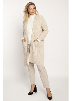 MKM PA008 swetrowy płaszcz beżowy ze sklepu intimiti.pl w kategorii Swetry damskie - zdjęcie 187878189