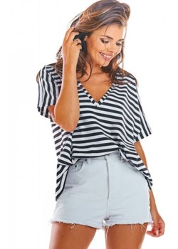 Oversizowa bluzka w czarno białe paski M203 ze sklepu intimiti.pl w kategorii Bluzki damskie - zdjęcie 187878245
