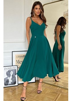 Efektowna rozkloszowana sukienka midi butelkowa 244-13 ze sklepu intimiti.pl w kategorii Sukienki - zdjęcie 187878309