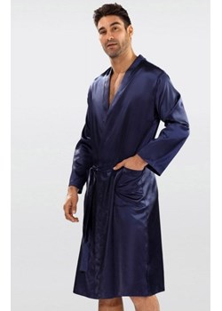 Dkaren Christian satynowy szlafrok męski granatowy ze sklepu intimiti.pl w kategorii Szlafroki męskie - zdjęcie 187878537