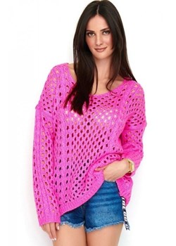 *Ażurkowy sweter neonowy różowy S59 ze sklepu intimiti.pl w kategorii Swetry damskie - zdjęcie 187878739
