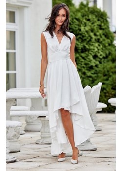 Asymetryczna satynowa sukienka maxi ecru ze sklepu intimiti.pl w kategorii Sukienki - zdjęcie 187878895