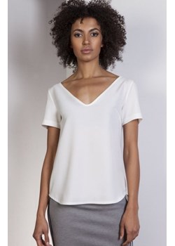 Bluzka w serek ecru BLU141 ze sklepu intimiti.pl w kategorii Bluzki damskie - zdjęcie 187878979