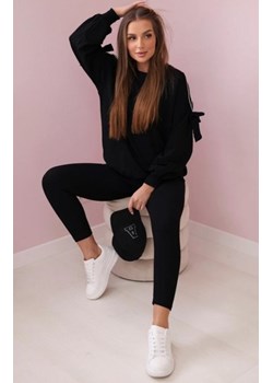 Komplet bluza z kokardą na rękawach i legginsy czarny ze sklepu intimiti.pl w kategorii Dresy damskie - zdjęcie 187879339