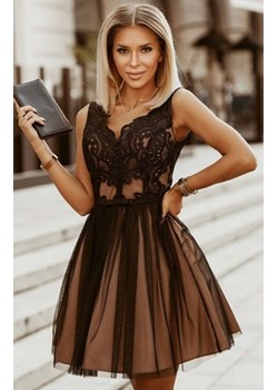 Rozkloszowana sukienka z koronką czarno-beżowa Bicotone 2206-16 ze sklepu intimiti.pl w kategorii Sukienki - zdjęcie 187879365