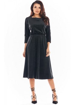 Welurowa sukienka midi czarna A407 ze sklepu intimiti.pl w kategorii Sukienki - zdjęcie 187879368