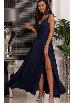 Długa granatowa sukienka gładka Paris ze sklepu intimiti.pl w kategorii Sukienki - zdjęcie 187879415