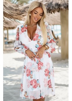 Numoco 388-3 FRANCES szyfonowa kopertowa sukienka z długim rękawkiem ze sklepu intimiti.pl w kategorii Sukienki - zdjęcie 187879788