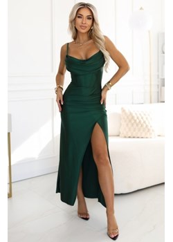 Numoco 638-2 długa gorsetowa satynowa sukienka z rozcięciem na nogę ze sklepu intimiti.pl w kategorii Sukienki - zdjęcie 187879849