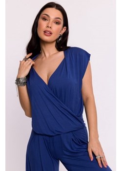 Bewear B288 bluzka wiskozowa na zakładkę niebieska ze sklepu intimiti.pl w kategorii Bluzki damskie - zdjęcie 187880189