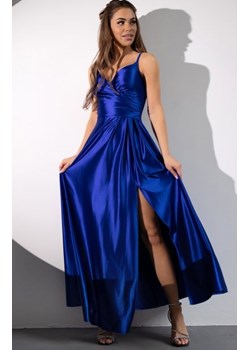 Nifiko Stella satynowa długa sukienka chabrowa ze sklepu intimiti.pl w kategorii Sukienki - zdjęcie 187880245