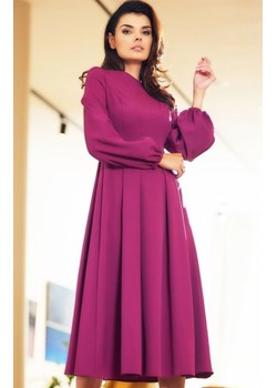 Awama A595 sukienka z bufiastymi rękawami śliwkowa ze sklepu intimiti.pl w kategorii Sukienki - zdjęcie 187880437