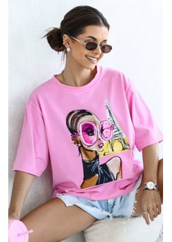 Oversizowy t-shirt damski różowe okulary różowy ze sklepu intimiti.pl w kategorii Bluzki damskie - zdjęcie 187880467