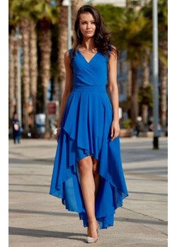 Szyfonowa sukienka z asymetrycznym przodem 0294 chabrowa ze sklepu intimiti.pl w kategorii Sukienki - zdjęcie 187880707