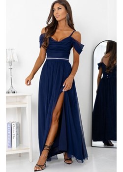 Duet Kiara długa sukienka wieczorowa z rozcięciem granatowa ze sklepu intimiti.pl w kategorii Sukienki - zdjęcie 187880908