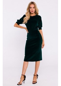 Moe welurowa sukienka z krótkimi rękawami zielona M827 ze sklepu intimiti.pl w kategorii Sukienki - zdjęcie 187881087