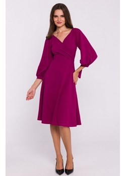 Stylove S383 sukienka rozkloszowana z wiązanymi rękawami bordowa ze sklepu intimiti.pl w kategorii Sukienki - zdjęcie 187881117