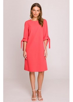 Stylove S393 sukienka z wiązanymi rękawami koralowa ze sklepu intimiti.pl w kategorii Sukienki - zdjęcie 187881208