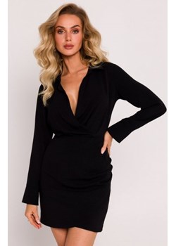 Moe sukienka mini z dekoltem i kołnierzykiem czarna M783 ze sklepu intimiti.pl w kategorii Sukienki - zdjęcie 187881619