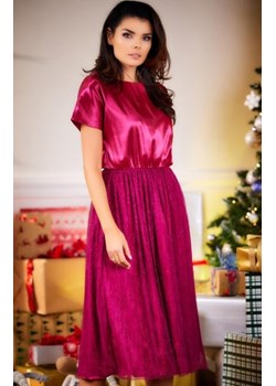 Awama A627 rozkloszowana sukienka midi fuksja ze sklepu intimiti.pl w kategorii Sukienki - zdjęcie 187881769