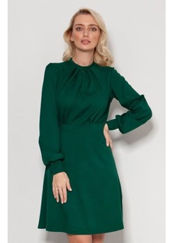 Sukienka z marszczeniem przy dekolcie zielona SUK210 ze sklepu intimiti.pl w kategorii Sukienki - zdjęcie 187881905